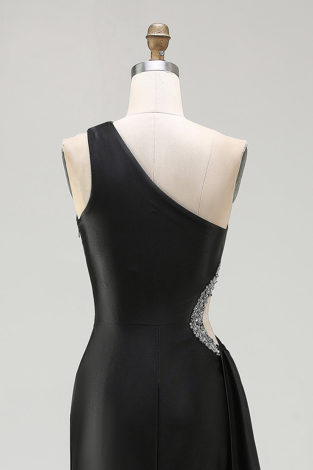 Sparkly Black Long Cut Out Prom Dress with Rhinestones