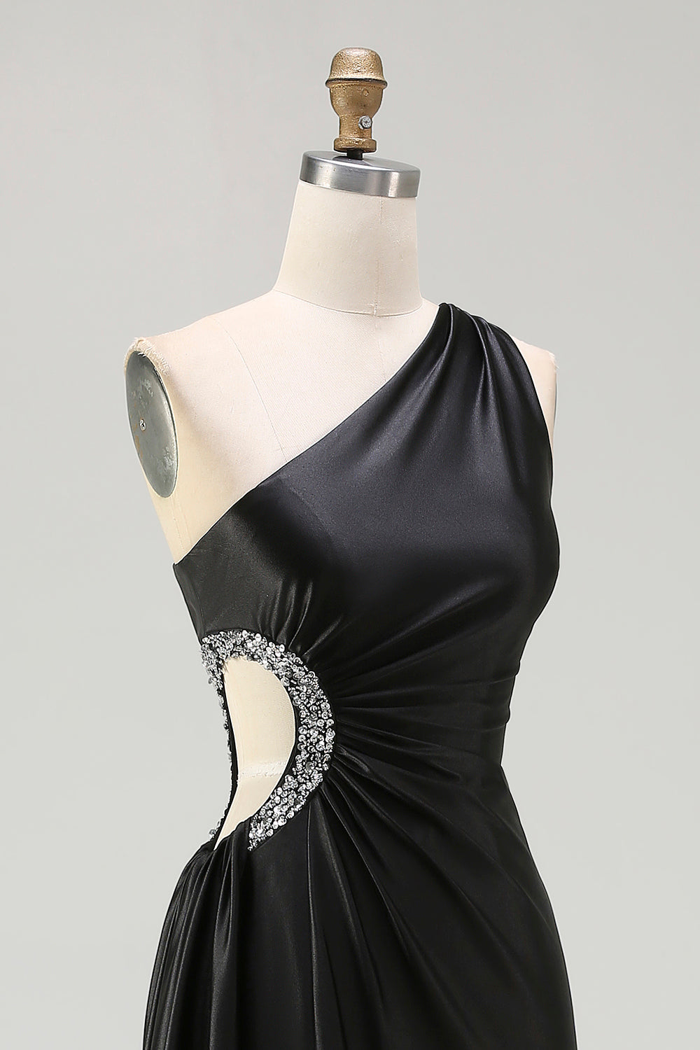 Sparkly Black Long Cut Out Prom Dress with Rhinestones