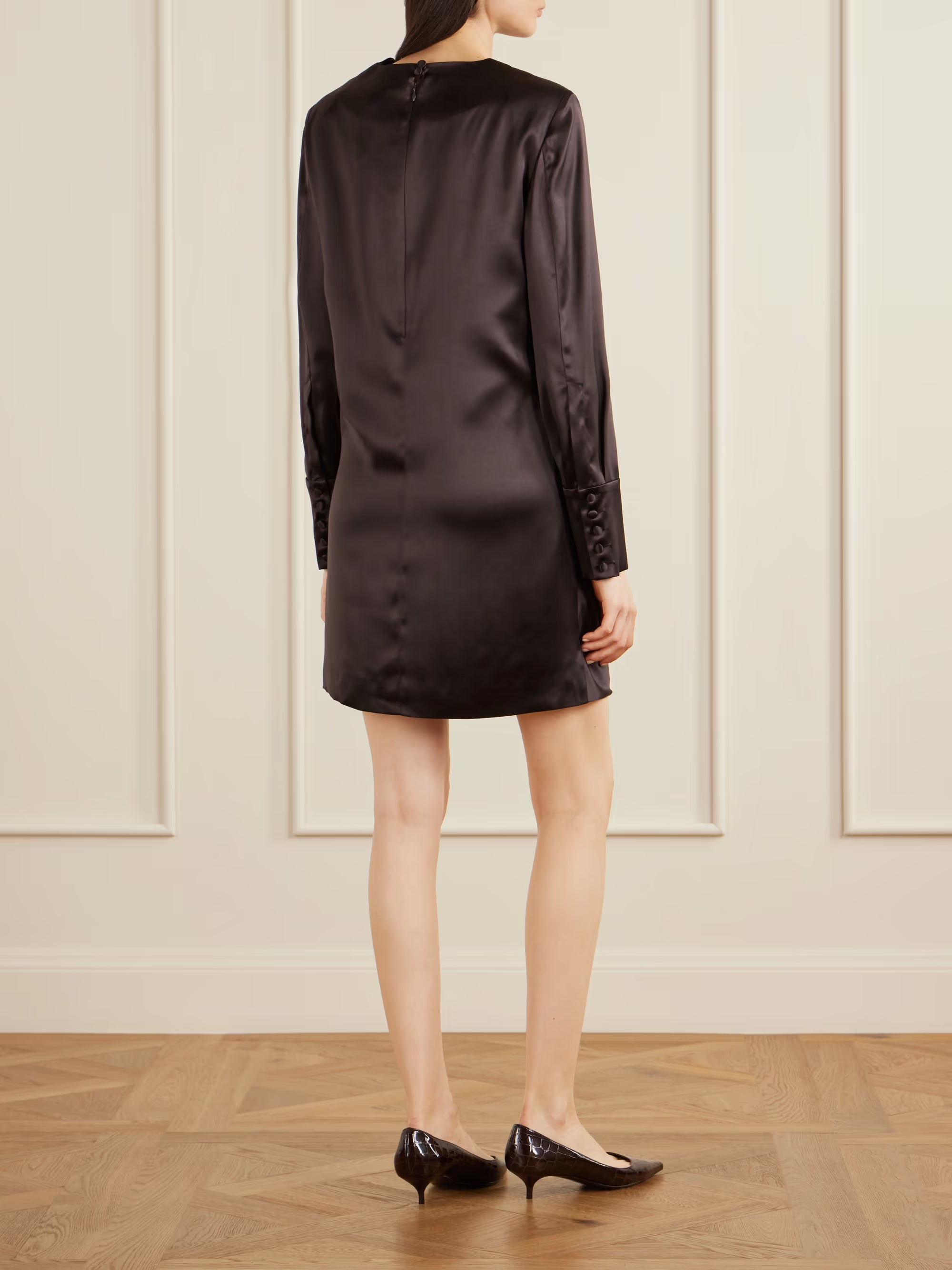 Amal draped silk-blend satin mini dress