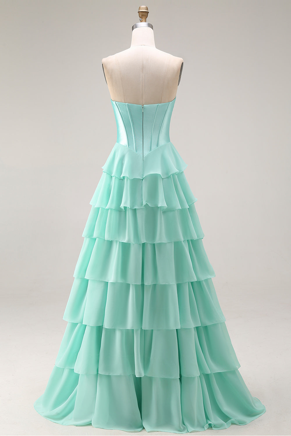 Sparkly Pink Tiered Sequin Ruffled Long Corset Prom Dress with Bow
