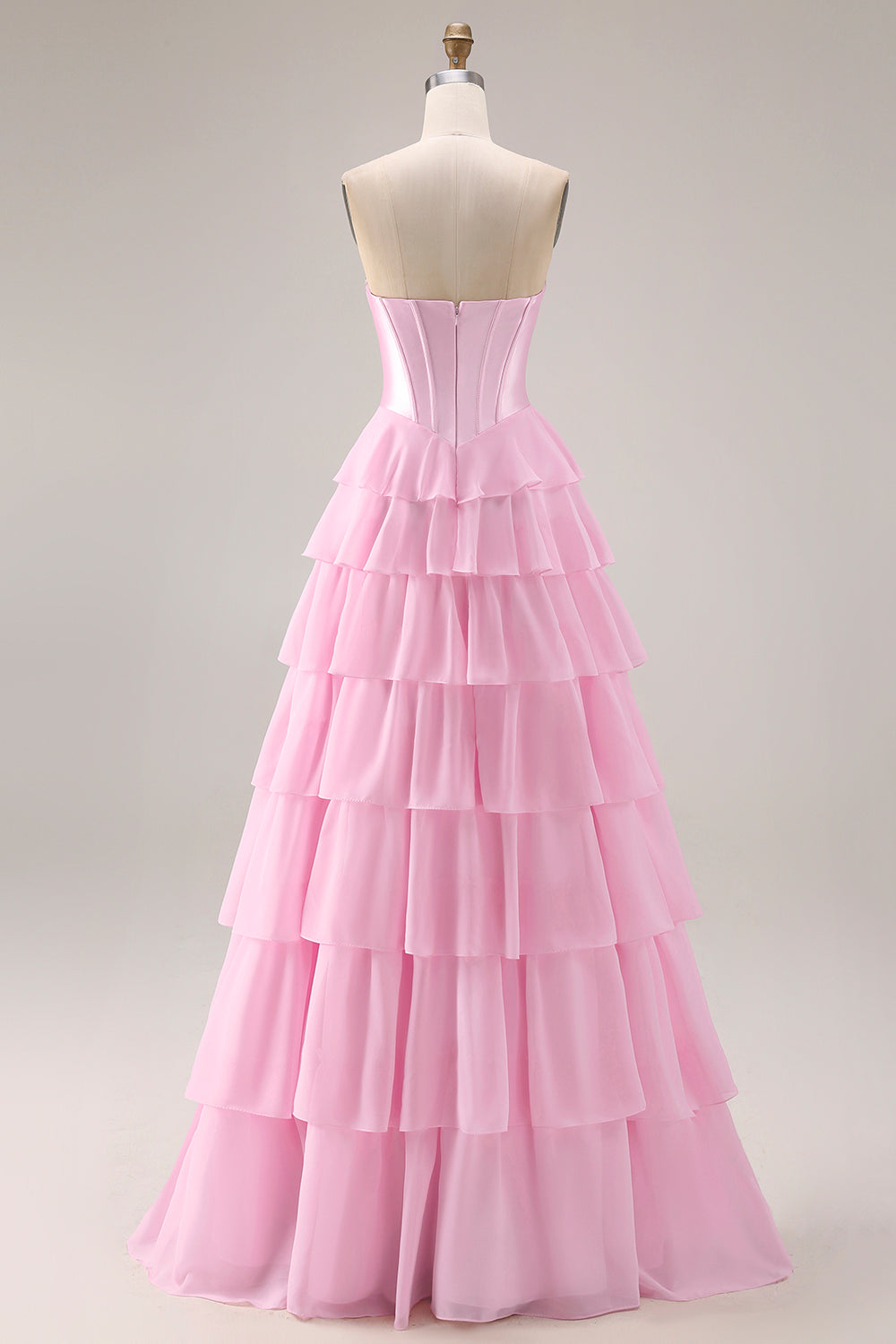 Sparkly Blue Sequin Tiered Ruffled Corset Long Prom Dress with Bow