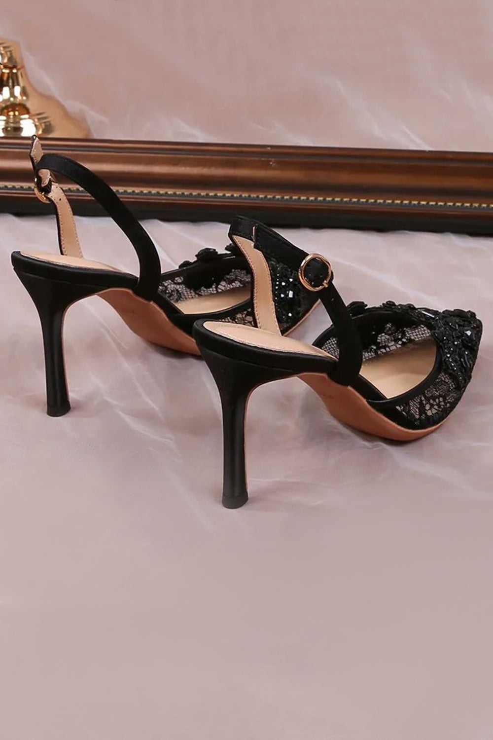 Ivory Lace Appliqued Pump Pointed Toe Wedding Heels