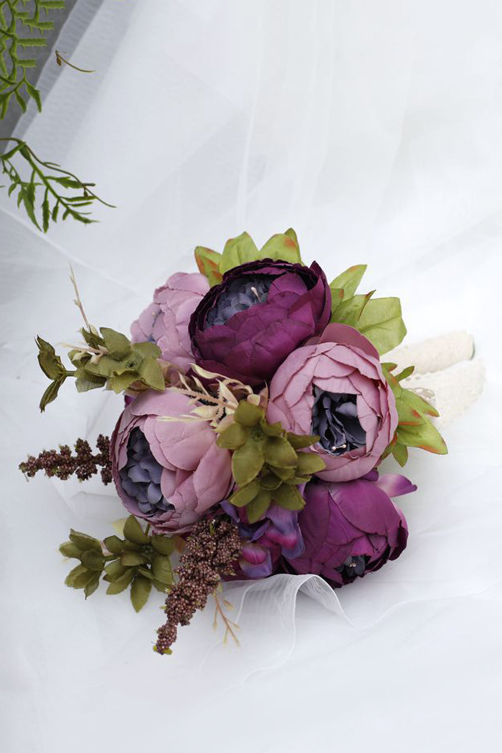 Blush Pink Hand Holding Flower Wedding Bouquet with Bow
