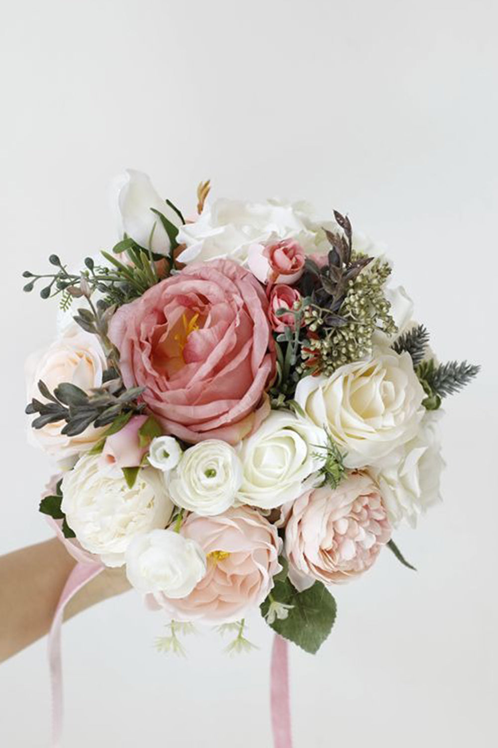 Candy Pink Hand Holding Wedding Bouquet