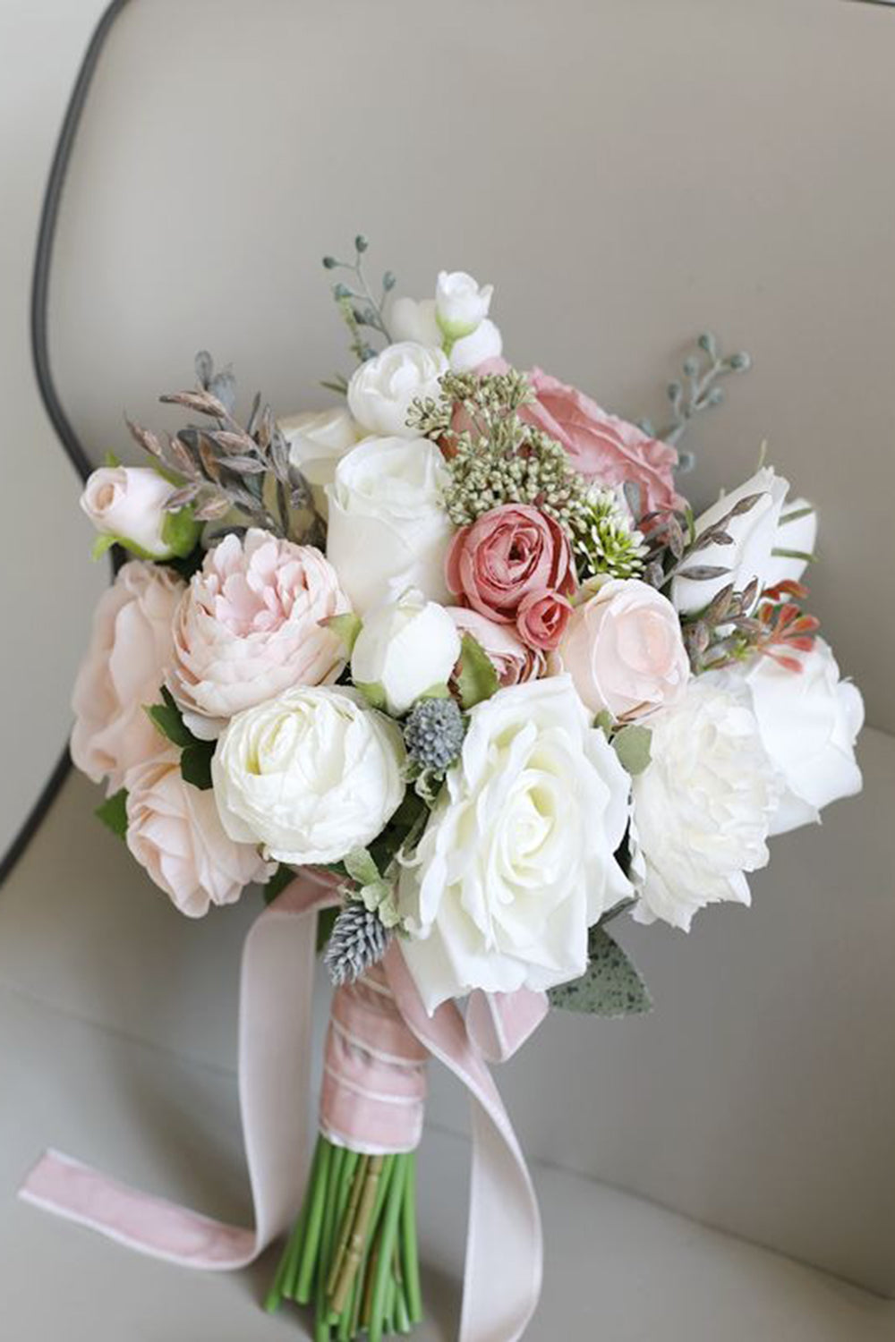 Candy Pink Hand Holding Wedding Bouquet