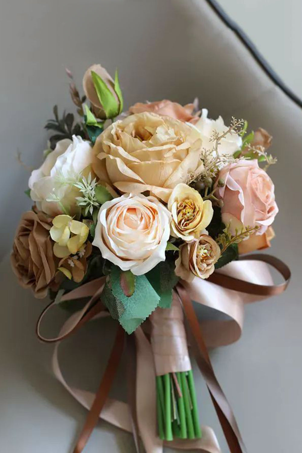 Champagne Hand Holding Flower Bridal Bouquet
