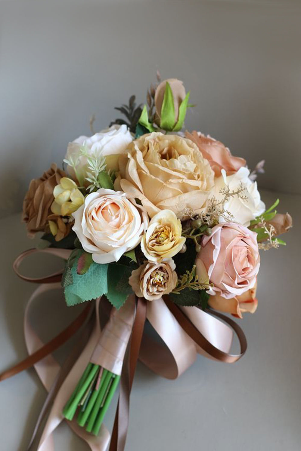 Champagne Hand Holding Flower Bridal Bouquet