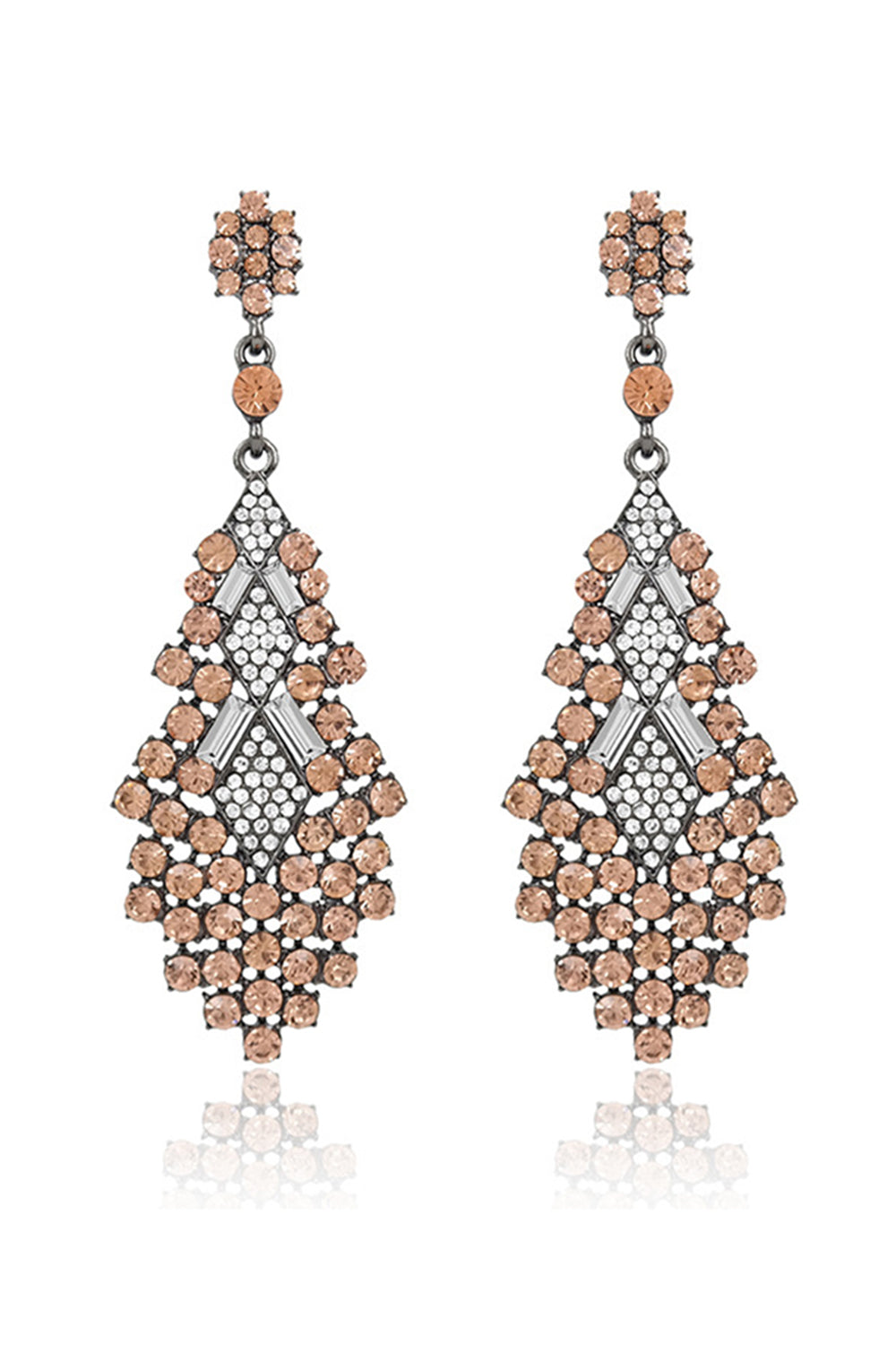Sparkly Golden Teardrop Party Drop Earrings with Rhinestones