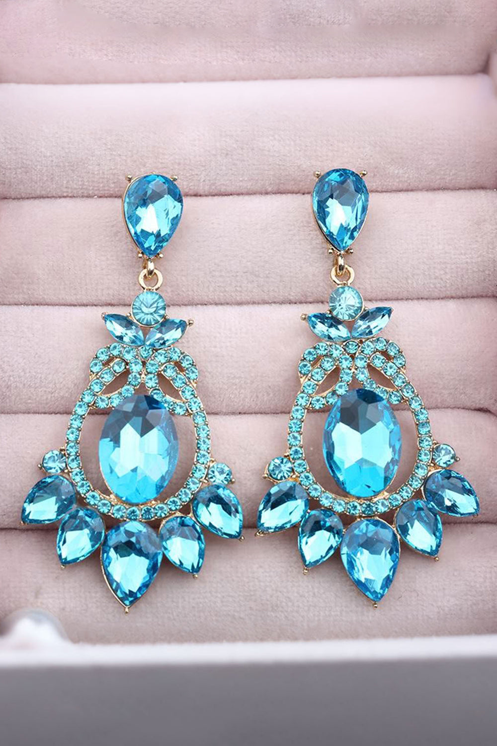 Sparkly Pink Vintage Party Drop Earrings with Rhinestones