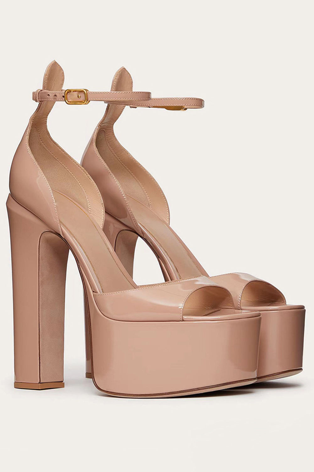 Black Open Toe Chunky Prom High Heels
