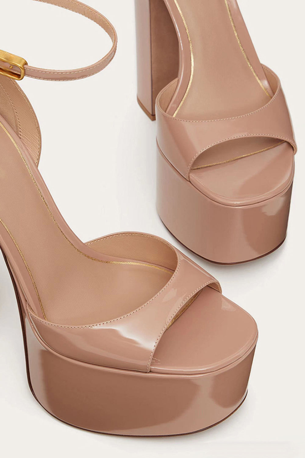 Black Open Toe Chunky Prom High Heels