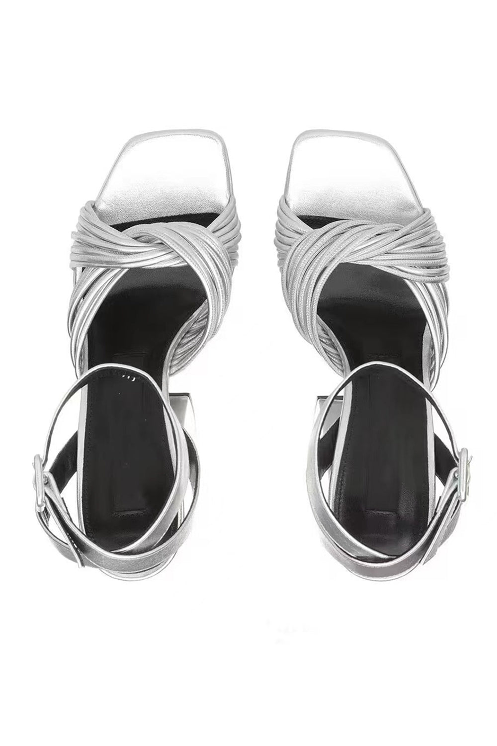 Silver Chunky Open Toe Prom High Heels
