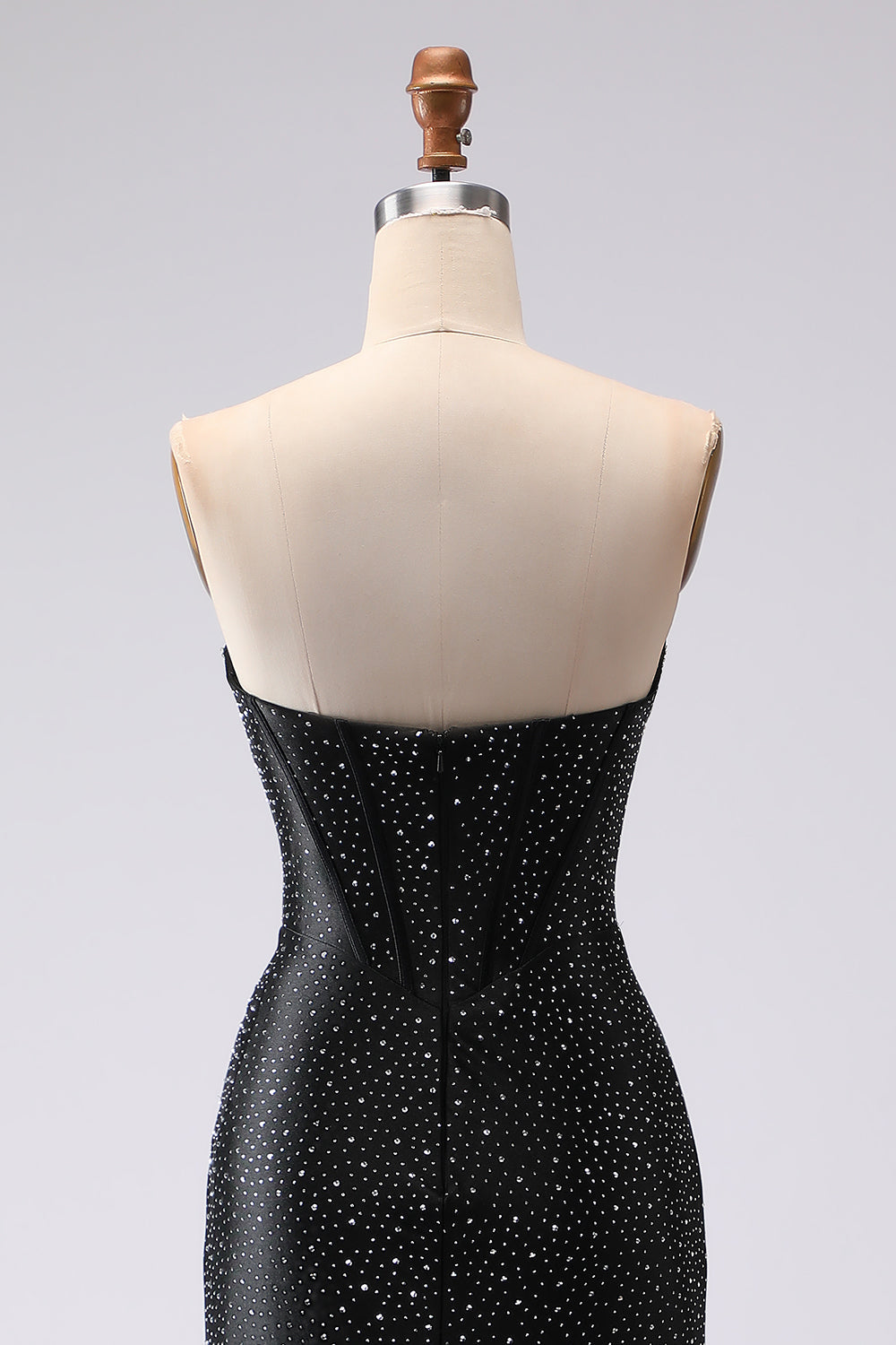 Sparkly Black Mermaid Beaded Sweetheart Long Corset Prom Dress