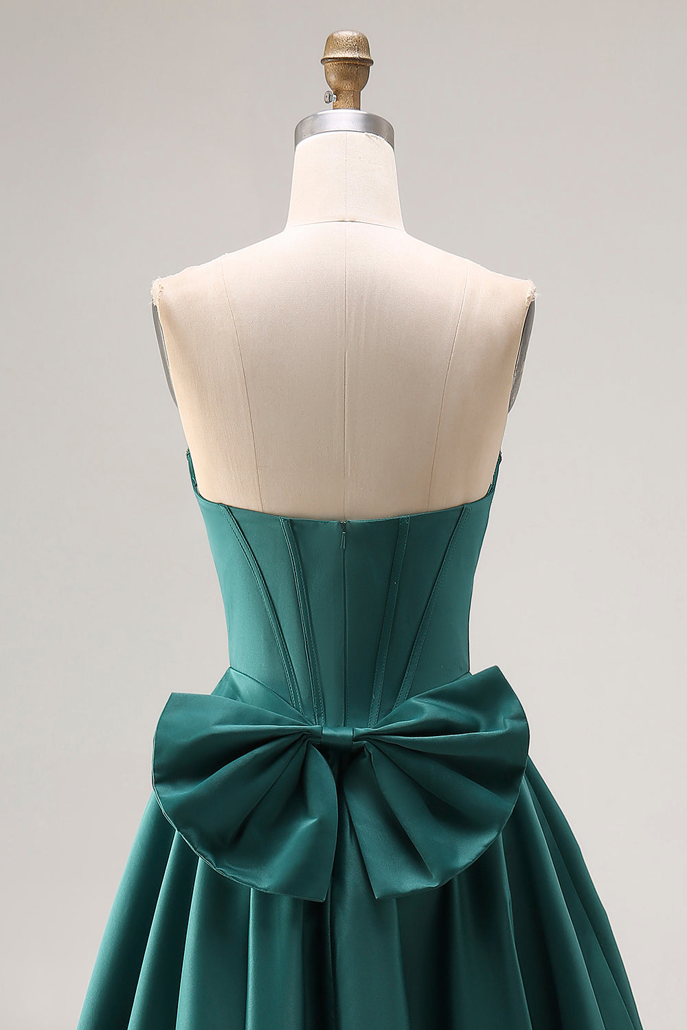 Sparkly Dark Green Sweetheart A Line Long Corset Prom Dress with Bow