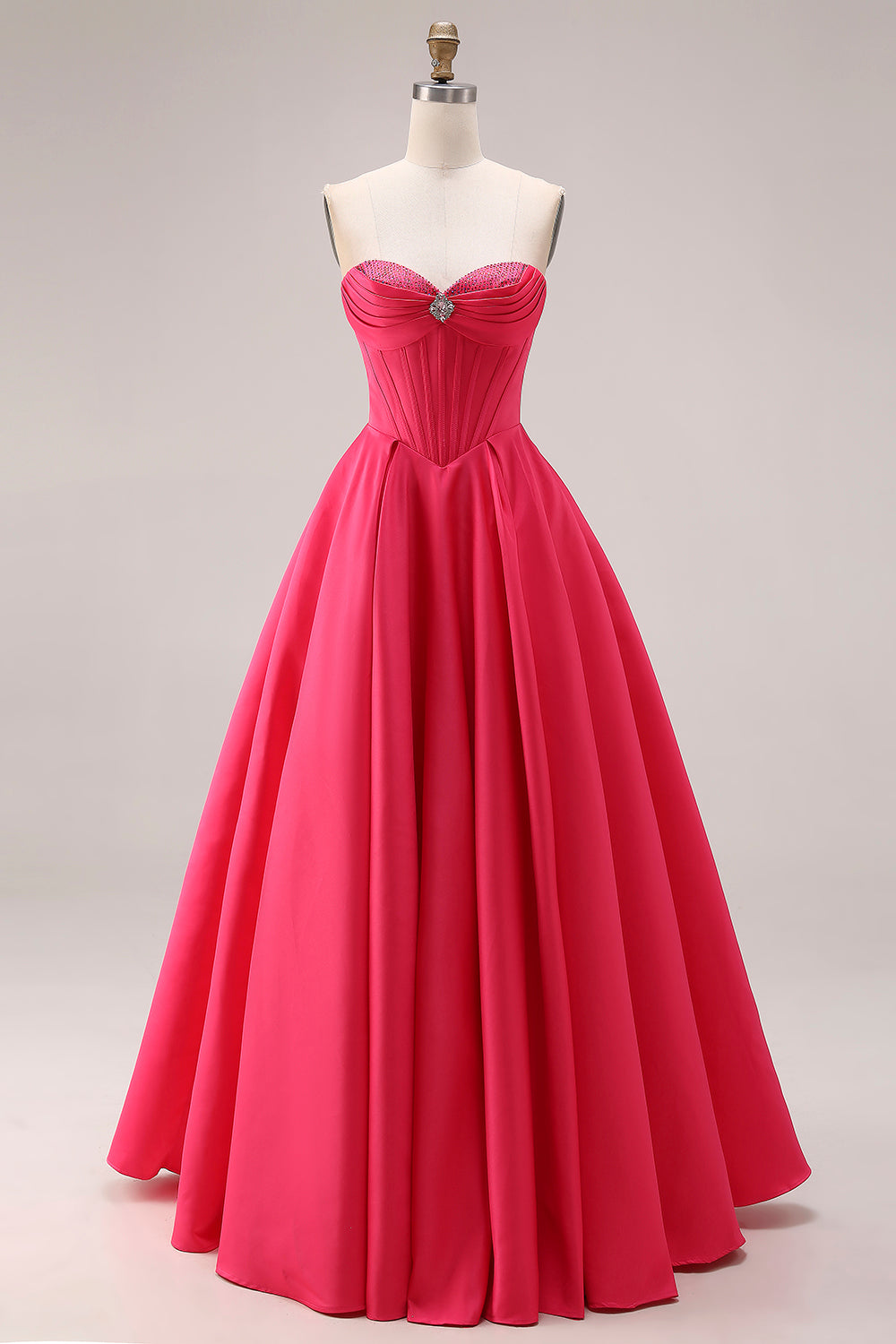 Sparkly Candy Pink A Line Sweetheart Long Corset Prom Dress