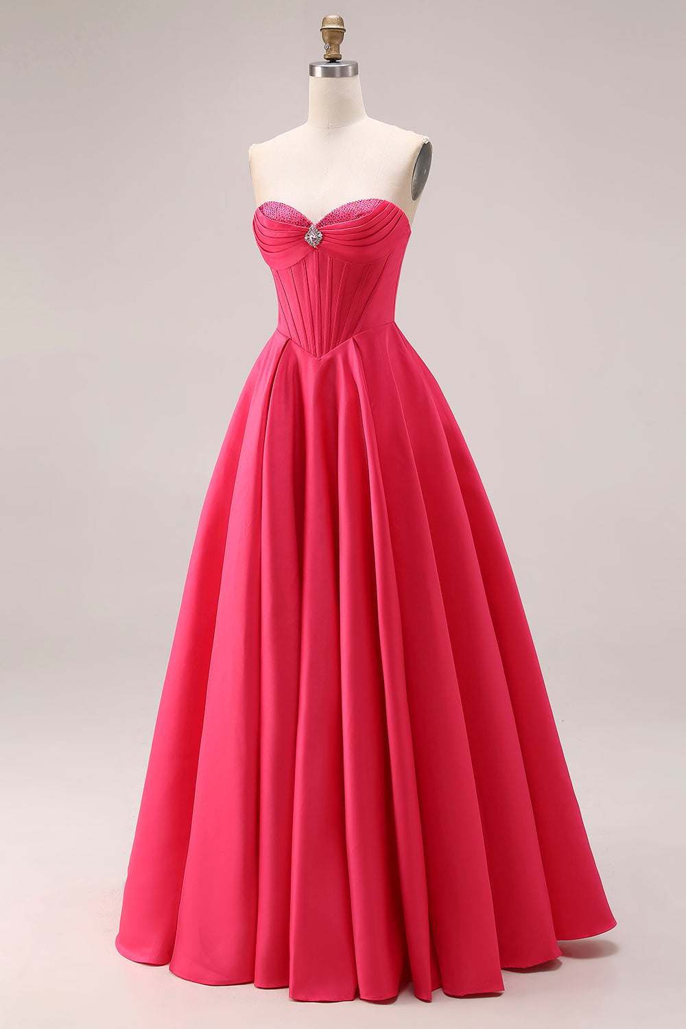 Sparkly Candy Pink A Line Sweetheart Long Corset Prom Dress