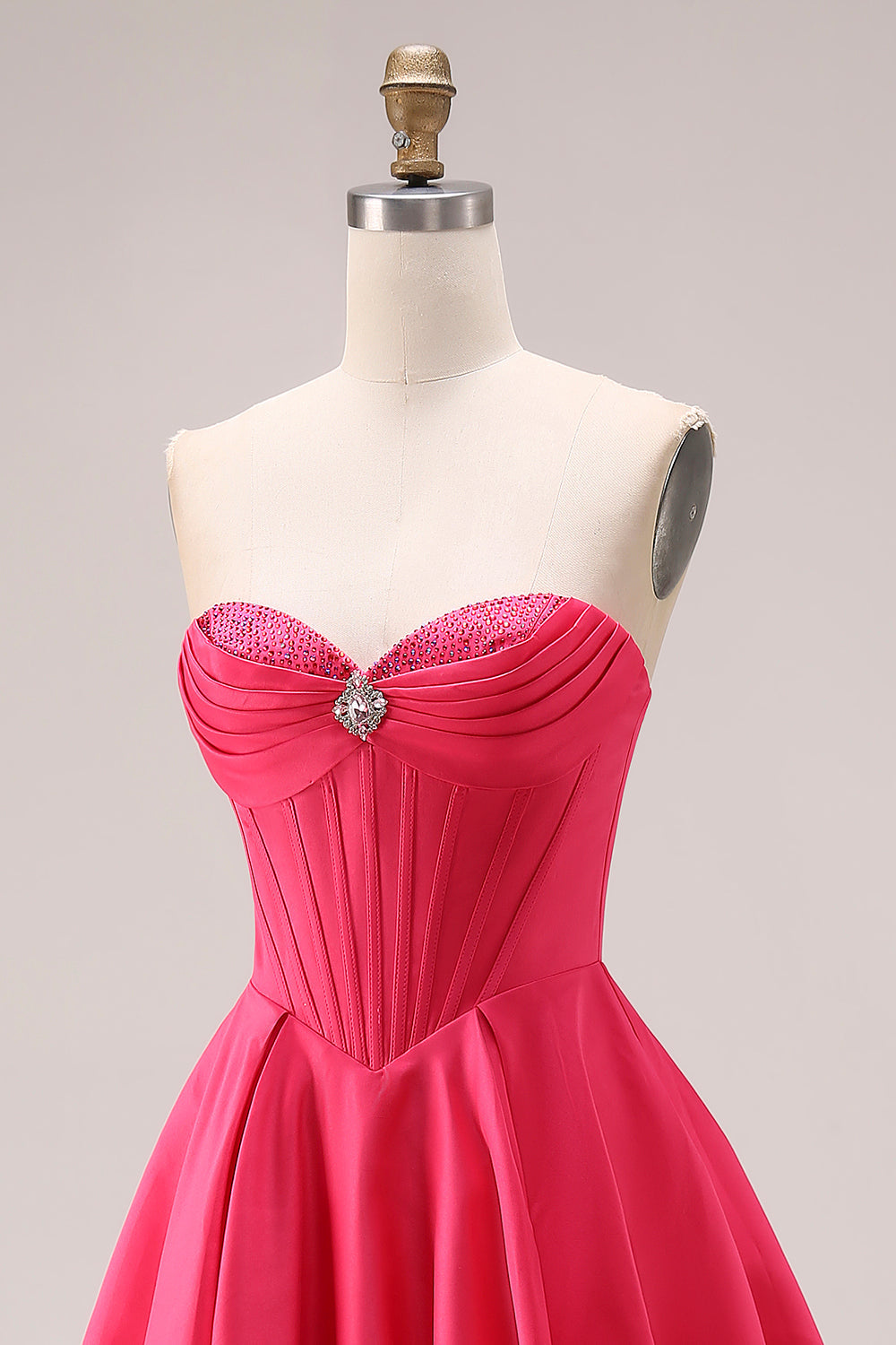 Sparkly Candy Pink A Line Sweetheart Long Corset Prom Dress