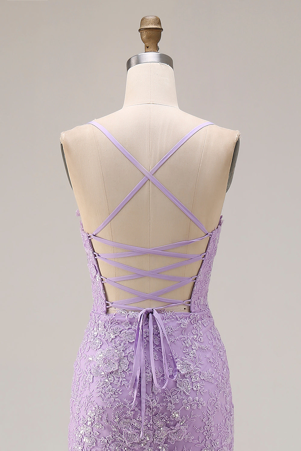 Floral Purple Mermaid Ruffled Spaghetti Straps Long Prom Dress