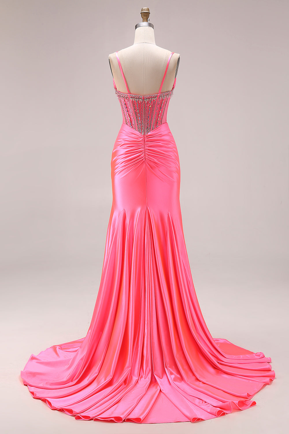 Sparkly Lake Blue Beaded Mermaid Long Corset Prom Dress with Slit