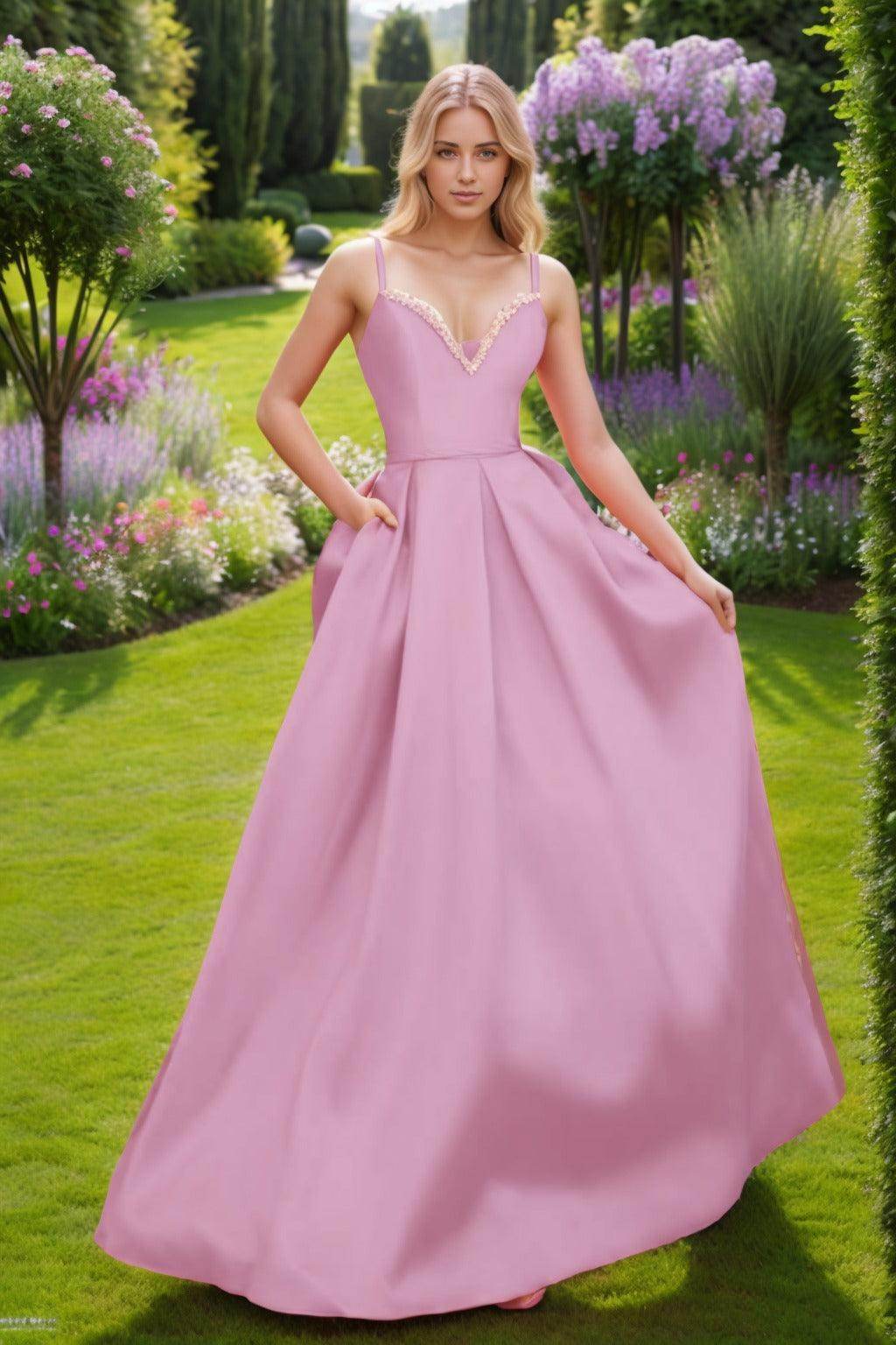 A-Line Floor Length Satin Prom Dress CS0451