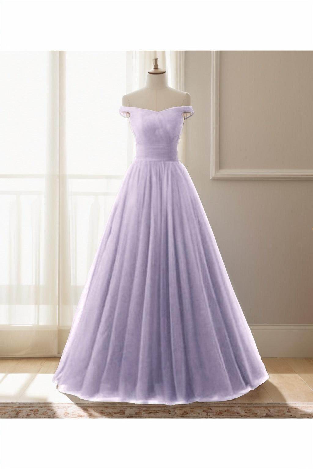 A-Line Floor Length Tulle Prom Dress CS0459