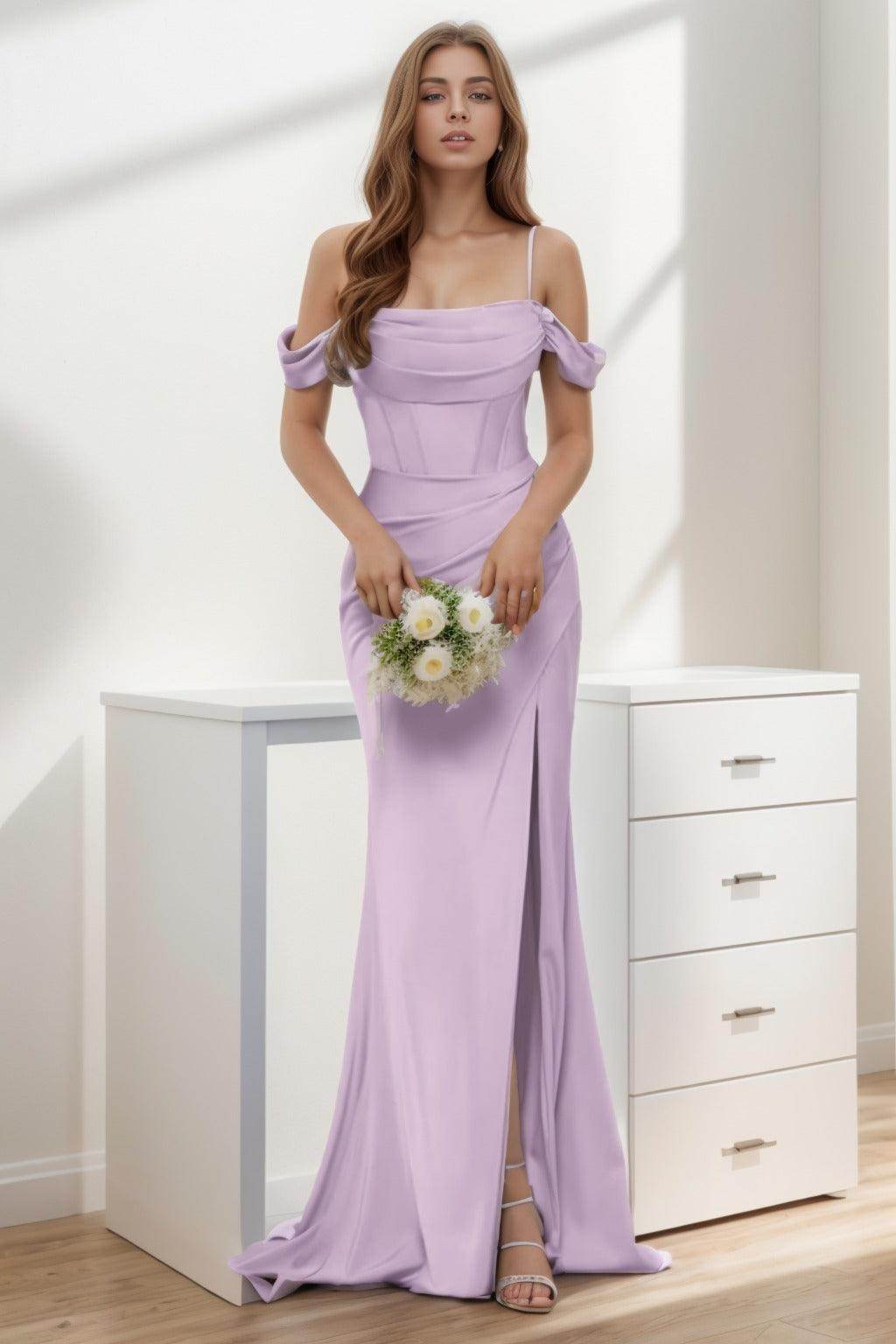 Trumpet-Mermaid Sweep-Brush Train Silk-Like Prom Dress CS0399