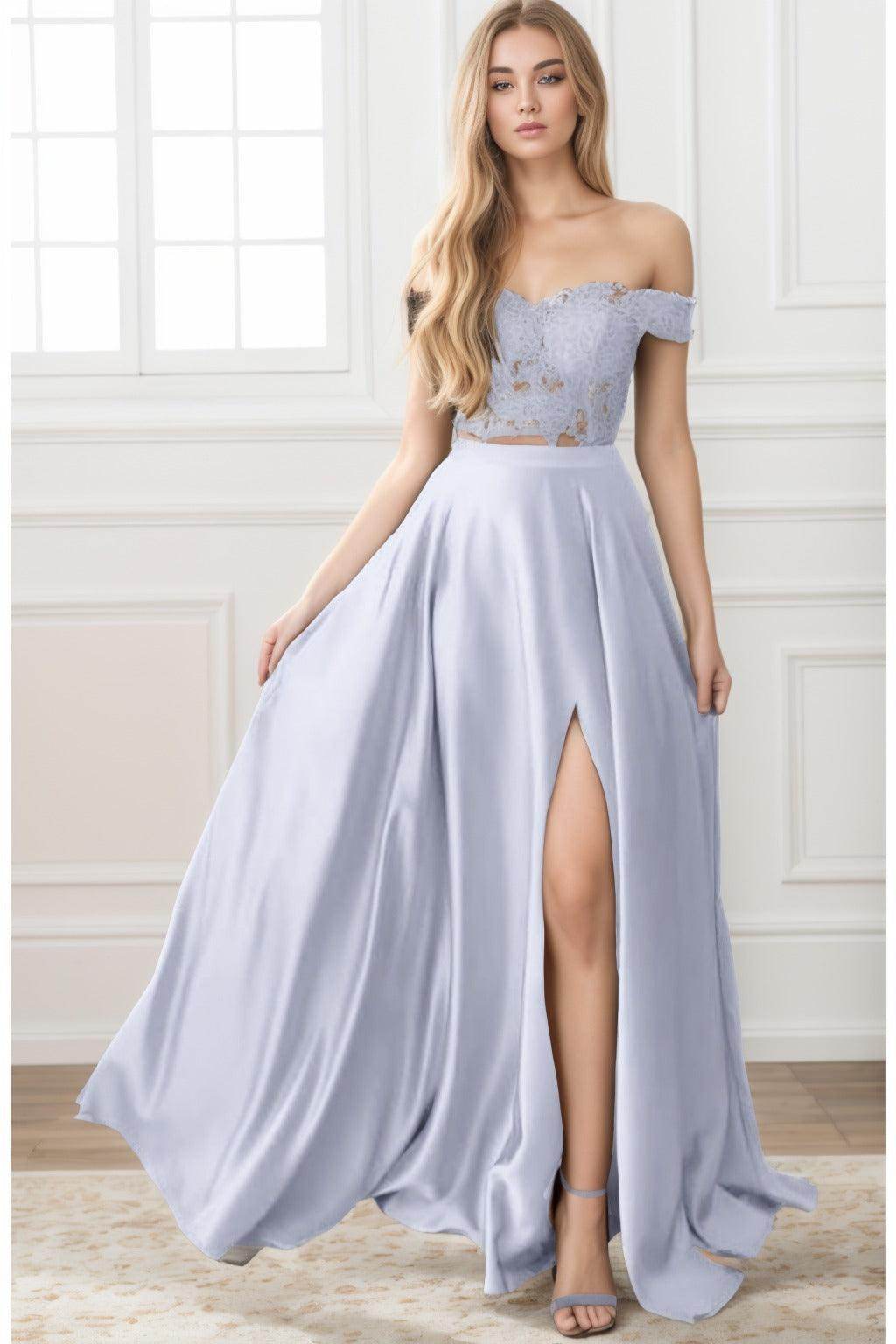 A-Line Sweep-Brush Train Elastic Satin Prom Dress CS0414