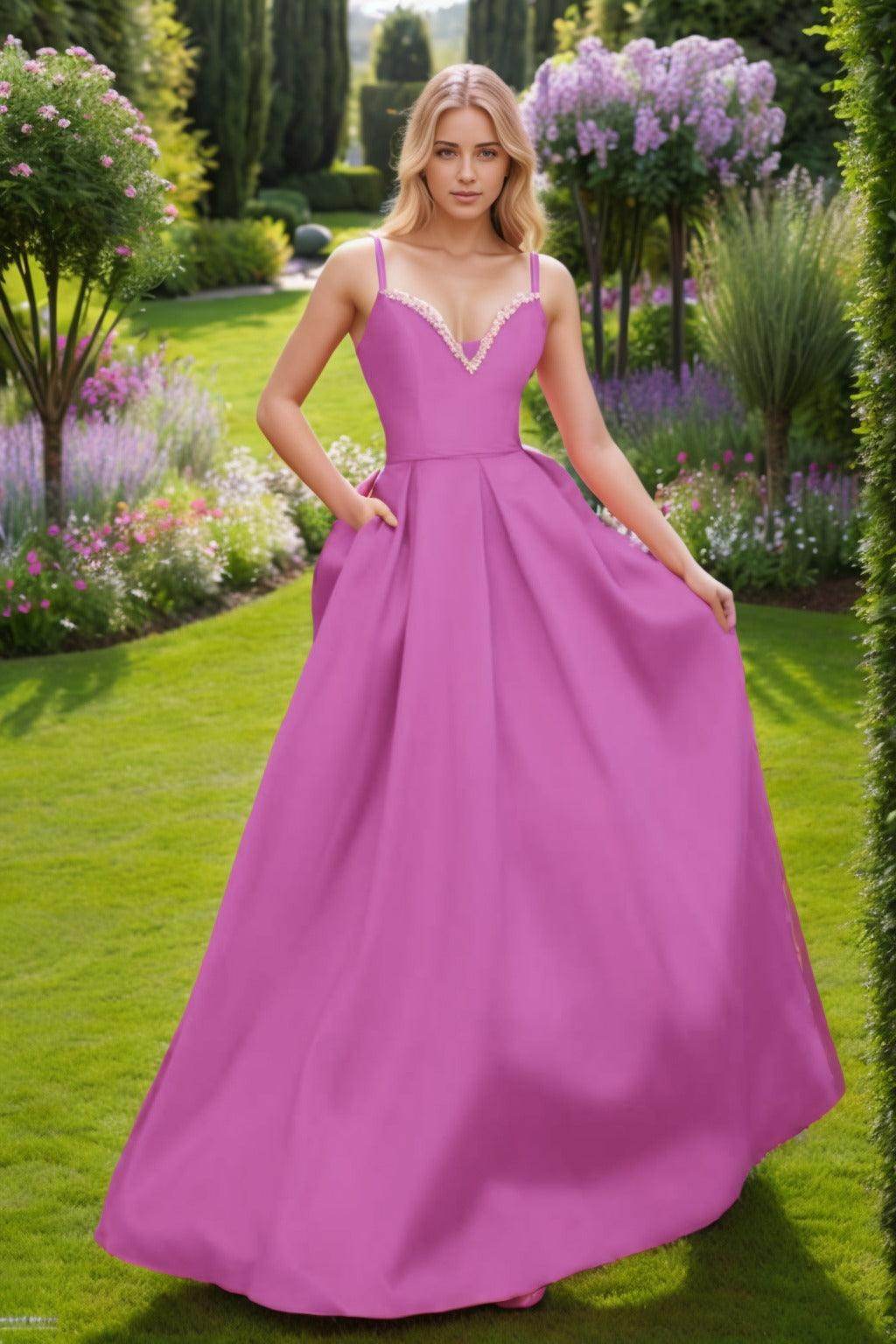 A-Line Floor Length Satin Prom Dress CS0451