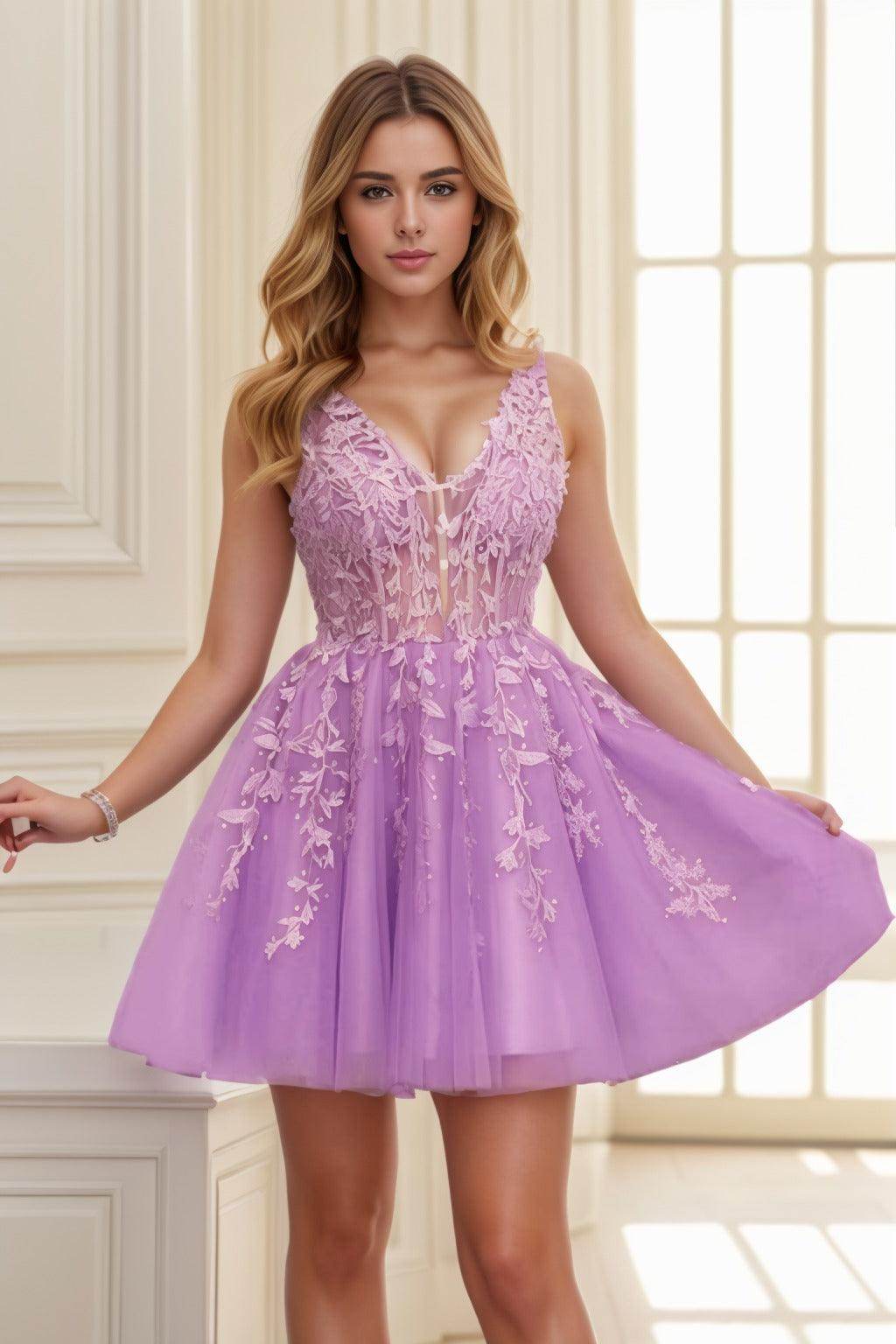 A-line Short-Mini Tulle Prom Dress CS0410