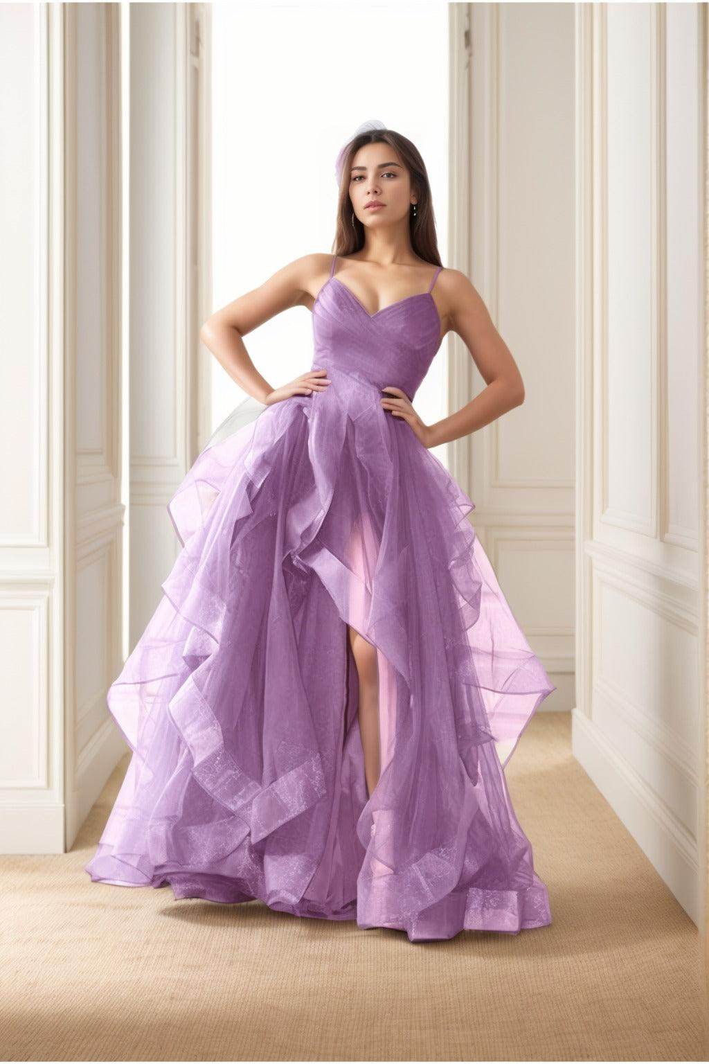 A-Line Floor-Length Tulle Prom Dress CS0412