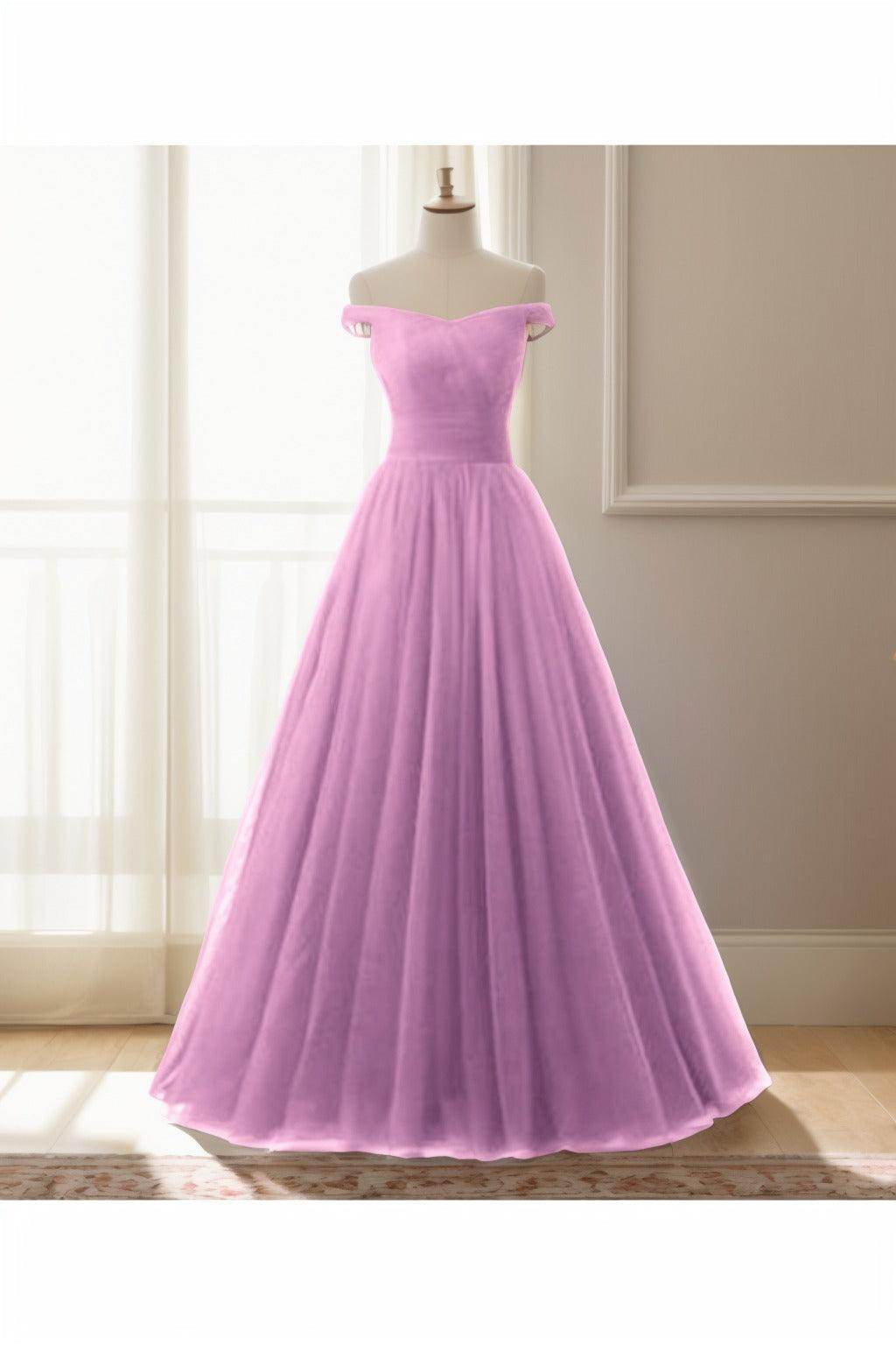 A-Line Floor Length Tulle Prom Dress CS0459