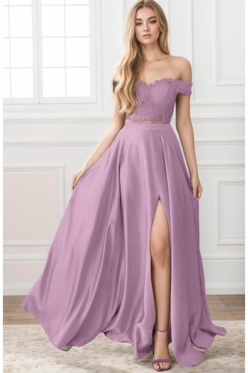 A-Line Sweep-Brush Train Elastic Satin Prom Dress CS0414