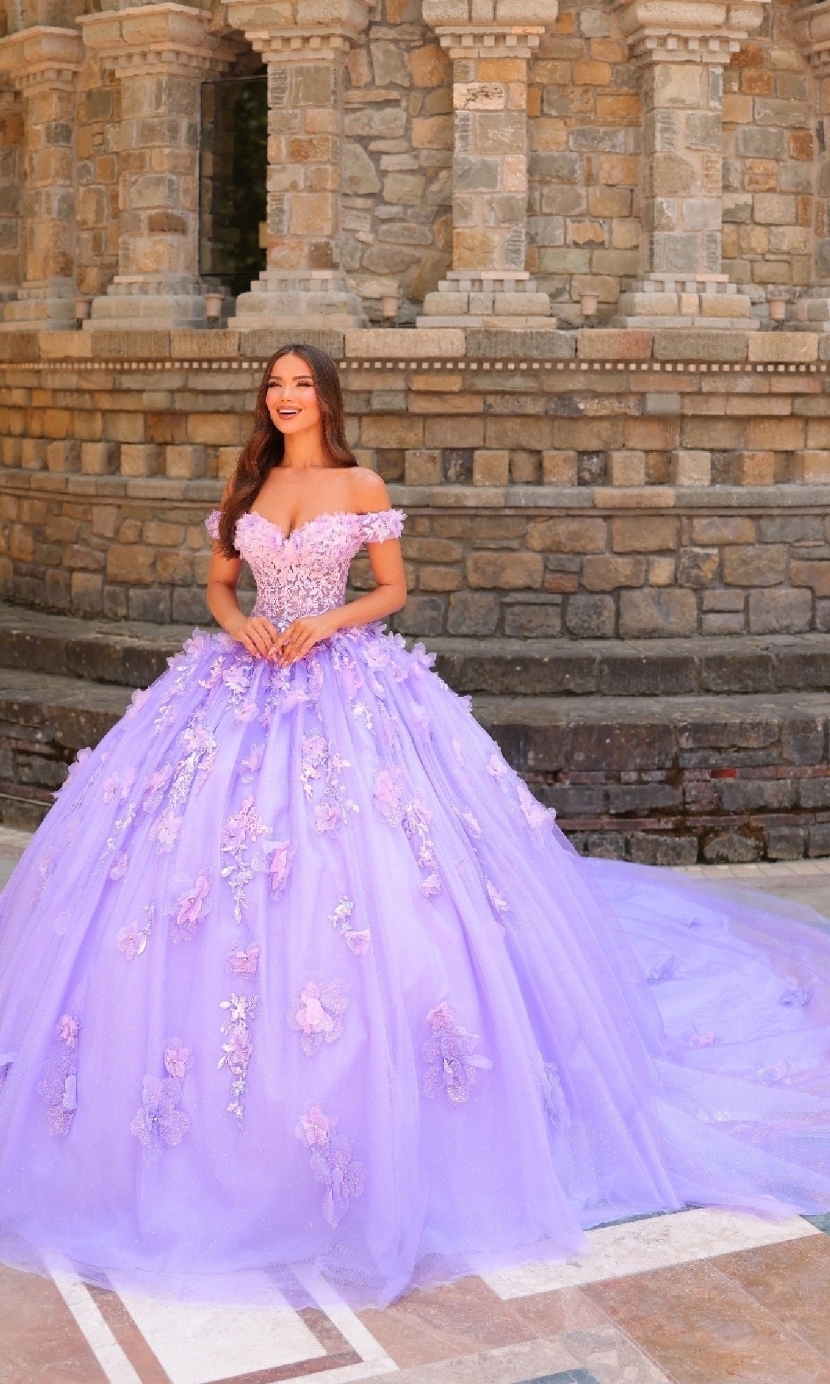3D Floral Quincea?era Dress: Amarra 54231