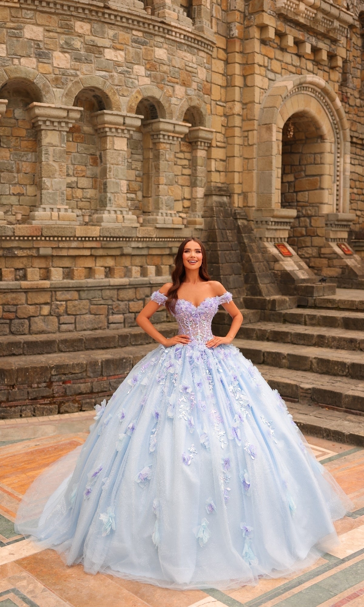 3D Floral Quincea?era Dress: Amarra 54231