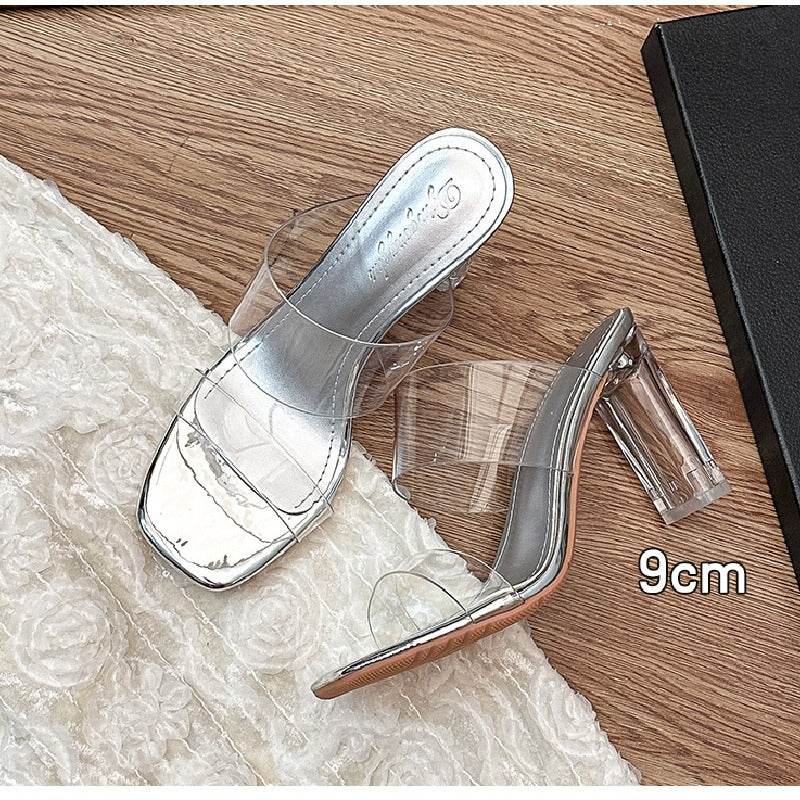 Chunky-heeled transparent sandals 718875447541