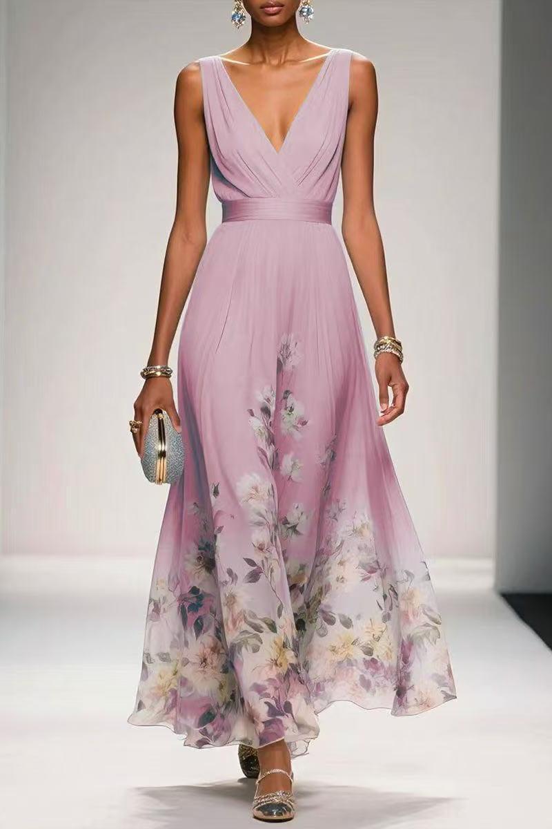 A-Line Tea Length Chiffon Wedding Guest Dress 922638194251