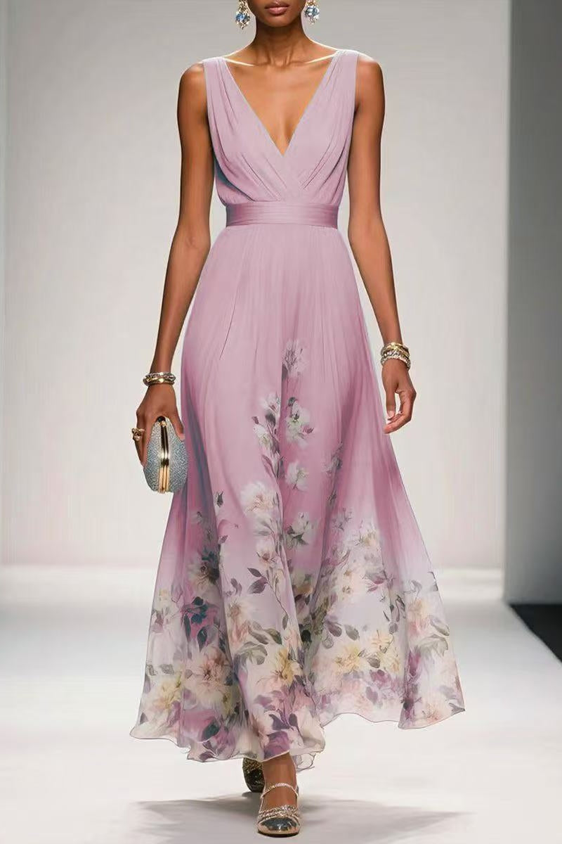 A-Line Tea Length Chiffon Wedding Guest Dress 922638194251