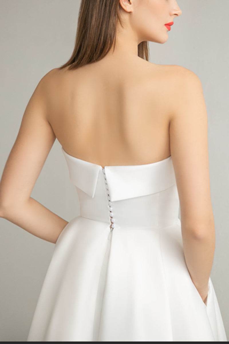 A-Line Tea Length Mikado Little White Dress 100023