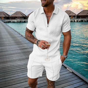 Albin | Infinity White Polo Shirt & Shorts Set