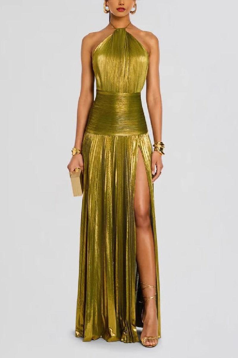 Sheath-Column Floor Length Bronzing Fabric Wedding Guest Dress 924470310173