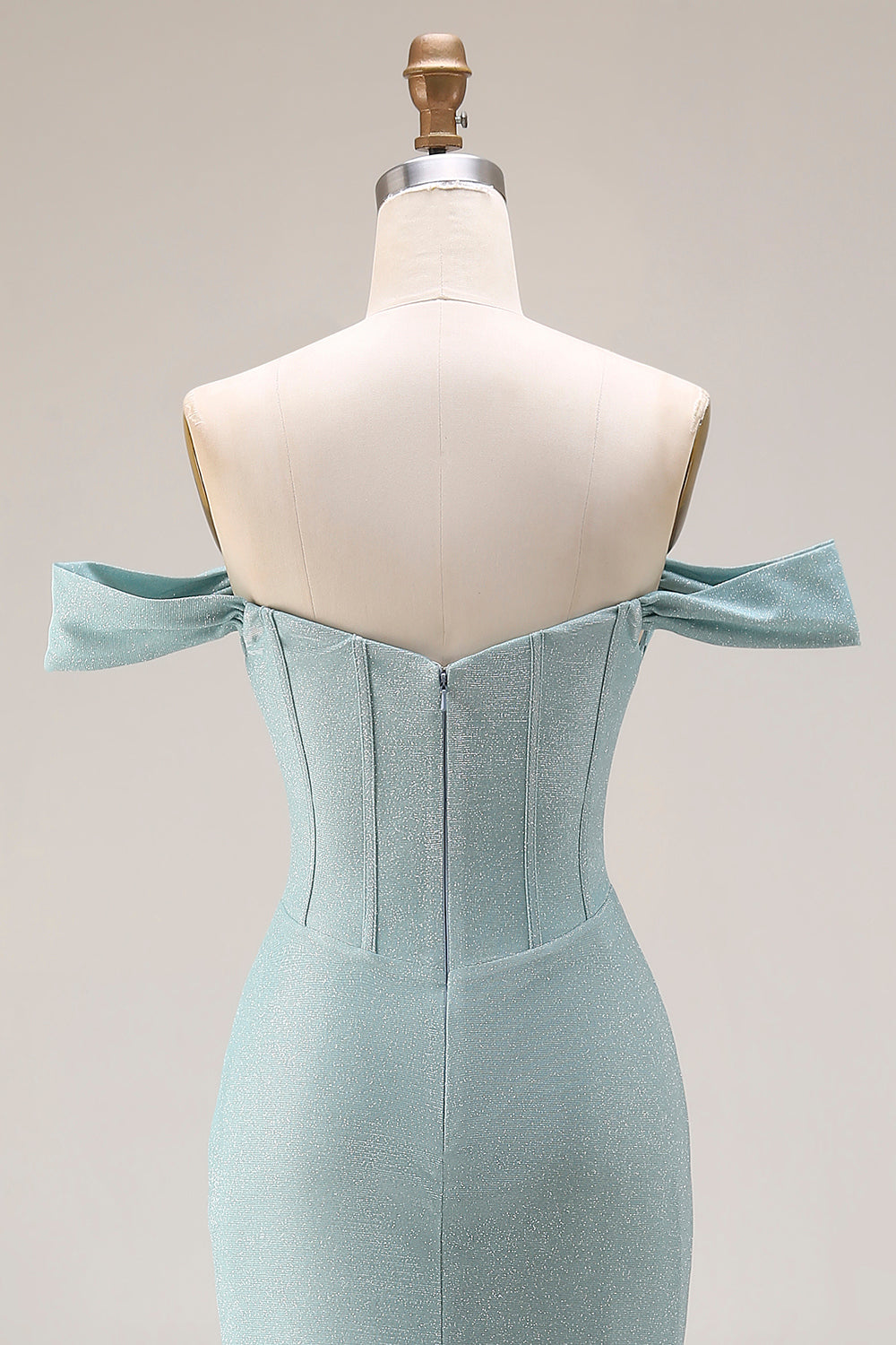 Dusty Green Mermaid Off the Shoulder Long Corset Prom Dress with Slit