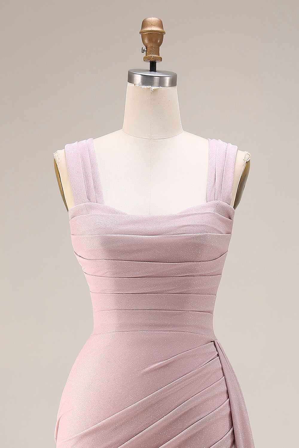 Dark Pink Mermaid Ruched Thick Straps Long Prom Dress with Side Cape