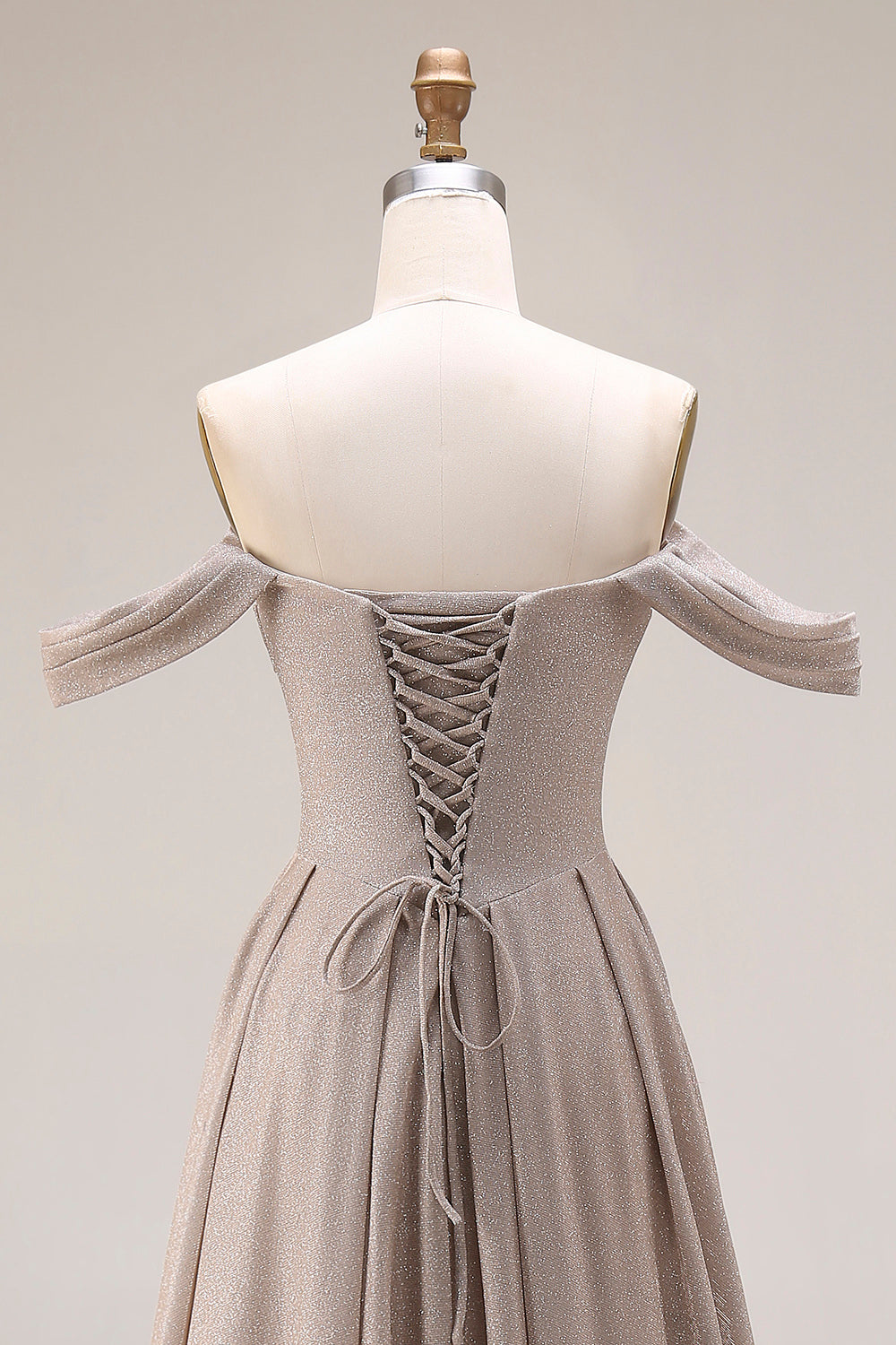 Grey A Line Ruched Off the Shoulder Long Prom Dress