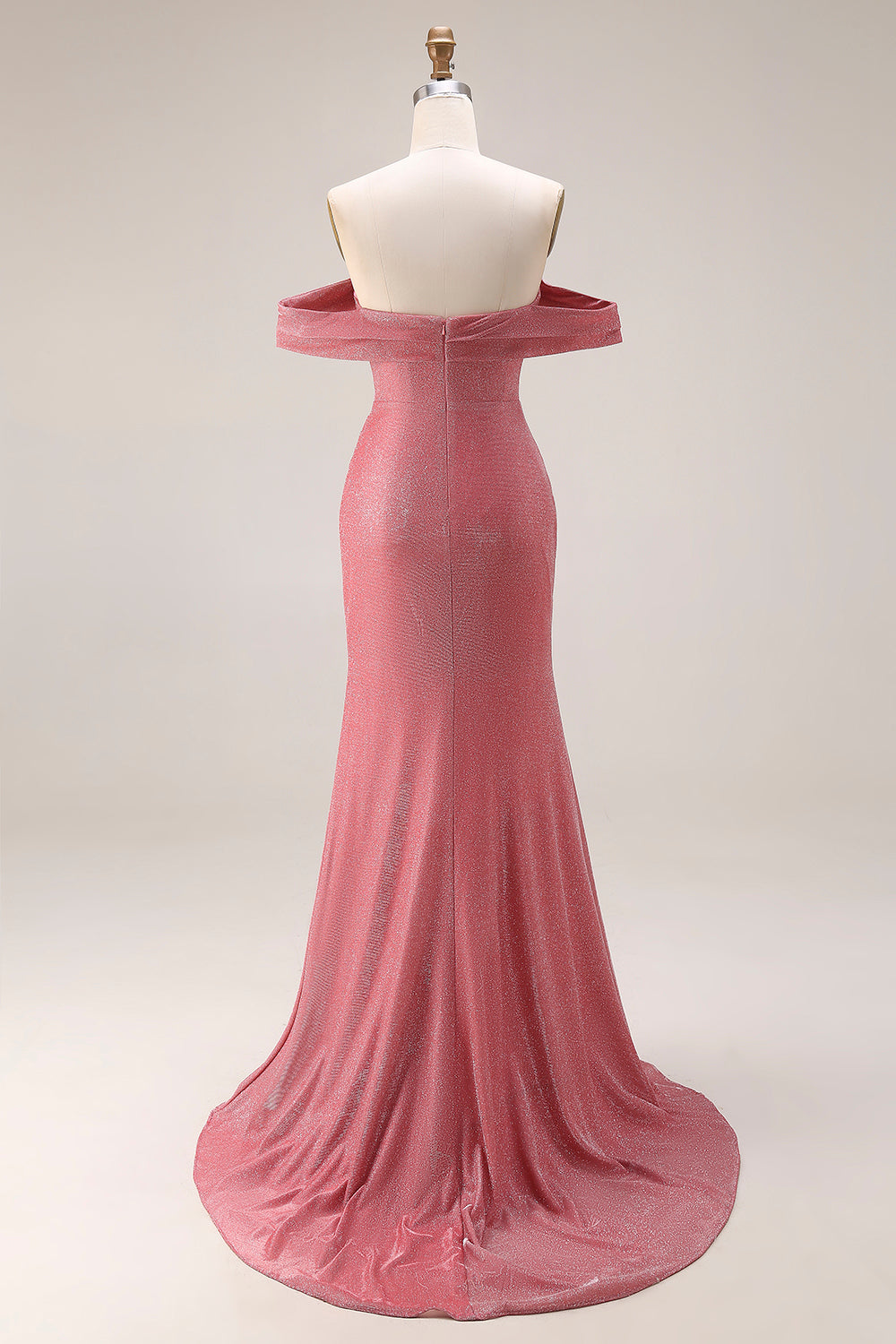 Red Ruched Mermaid Off the Shoulder Long Prom Dress with Slit