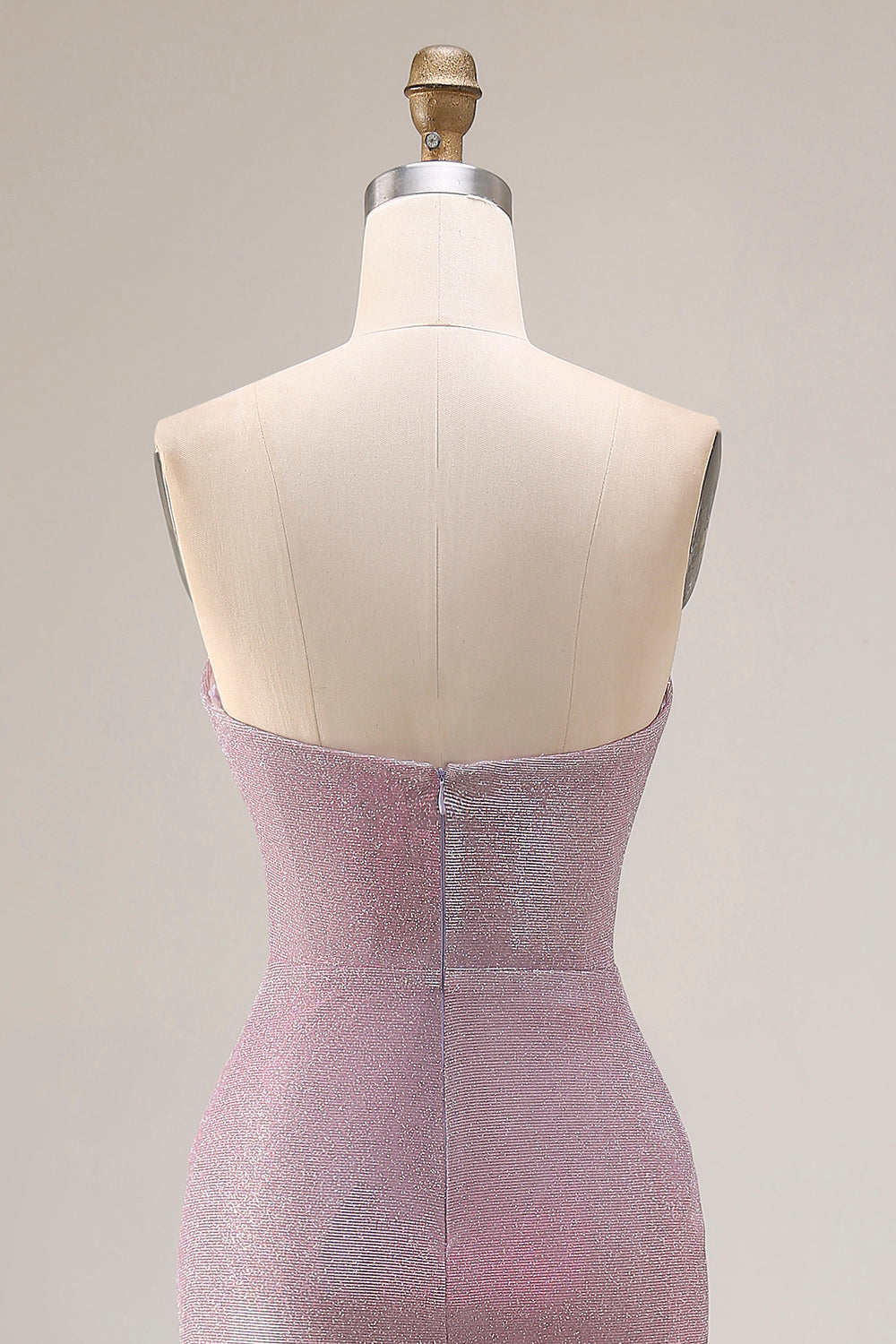 Dusty Plum Strapless Mermaid Glitter Long Prom Dress with Slit