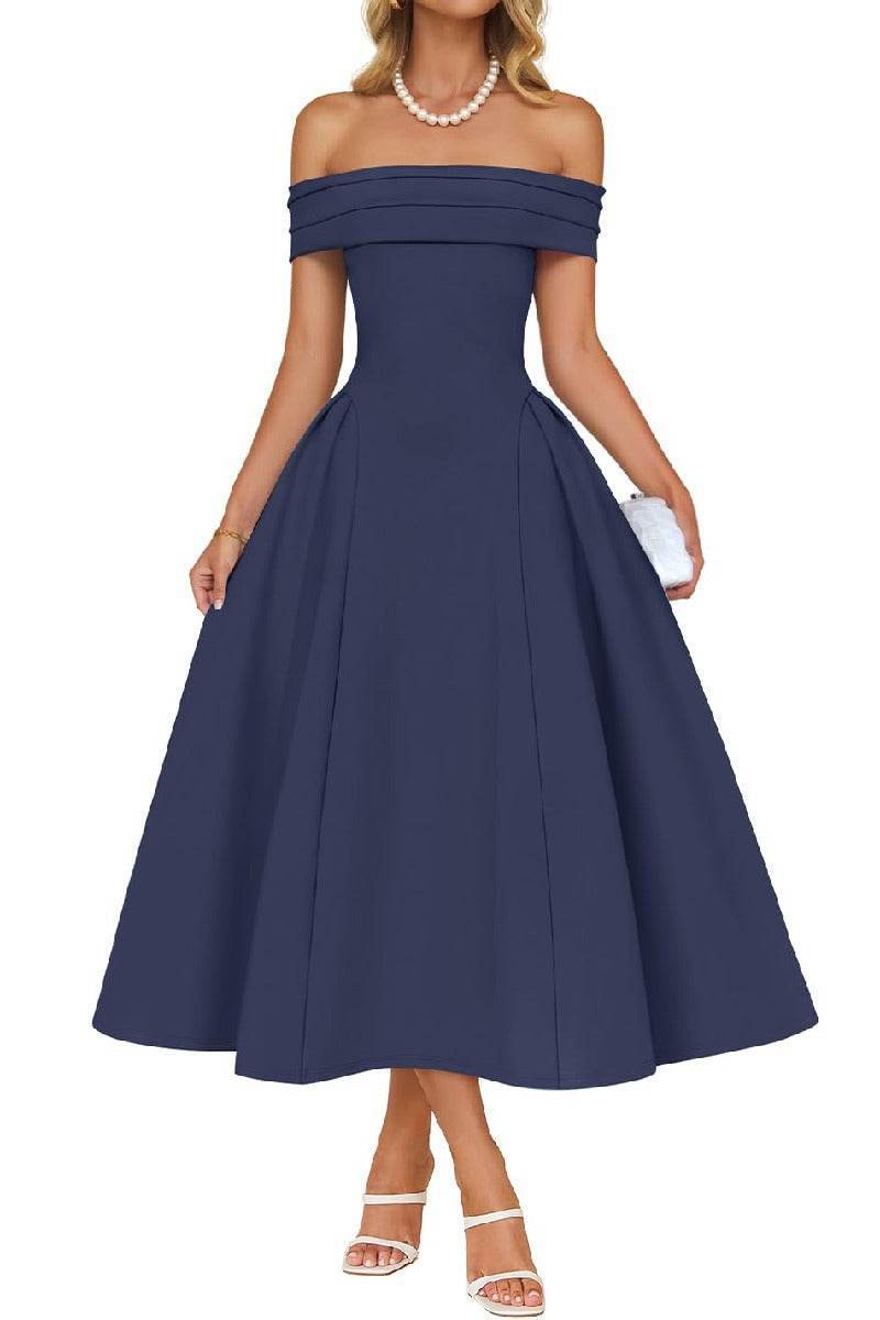 A-Line Midi Satin Formal Wedding Guest Dresses B0DS8NJRR3