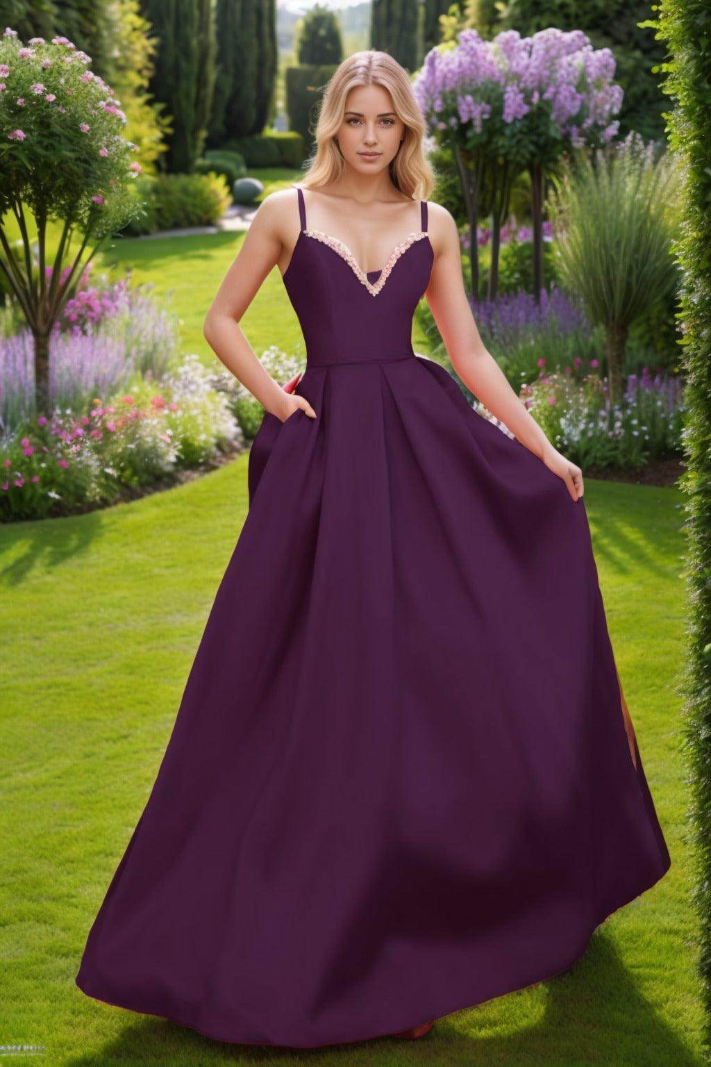 A-Line Floor Length Satin Prom Dress CS0451