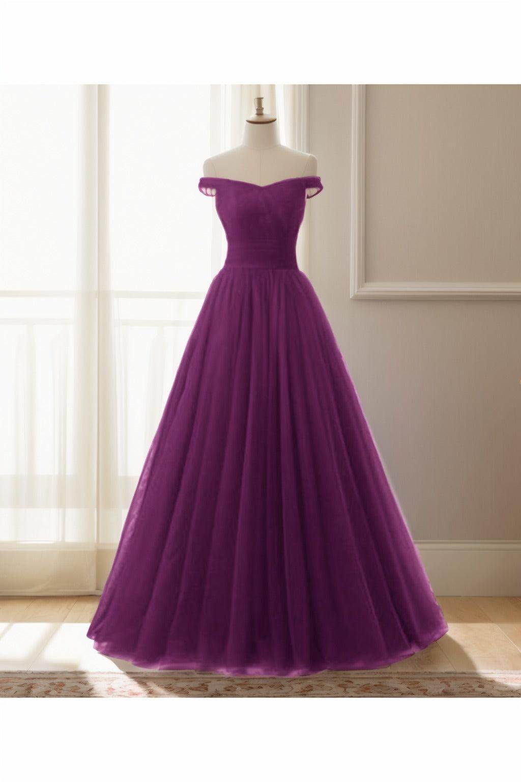 A-Line Floor Length Tulle Prom Dress CS0459