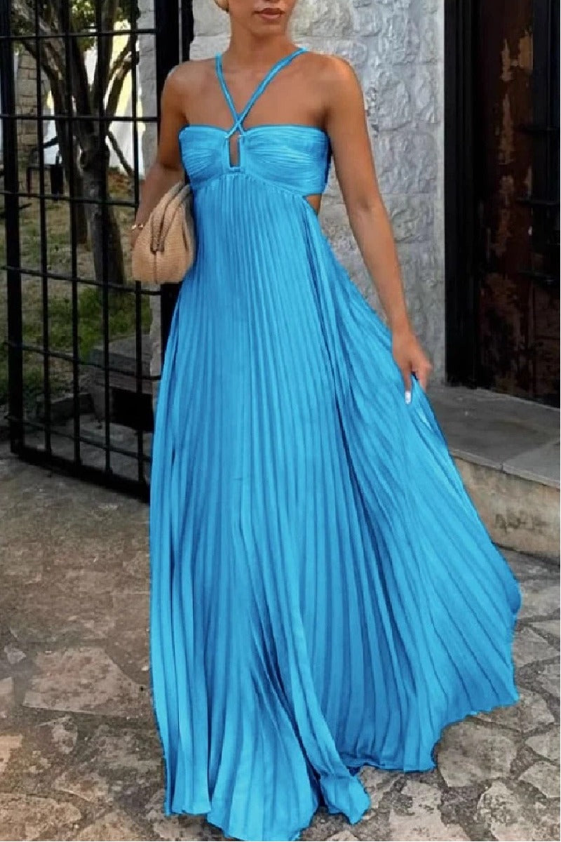 A-Line  Floor Length Silk-Like Wedding Guest Dress 899021324958