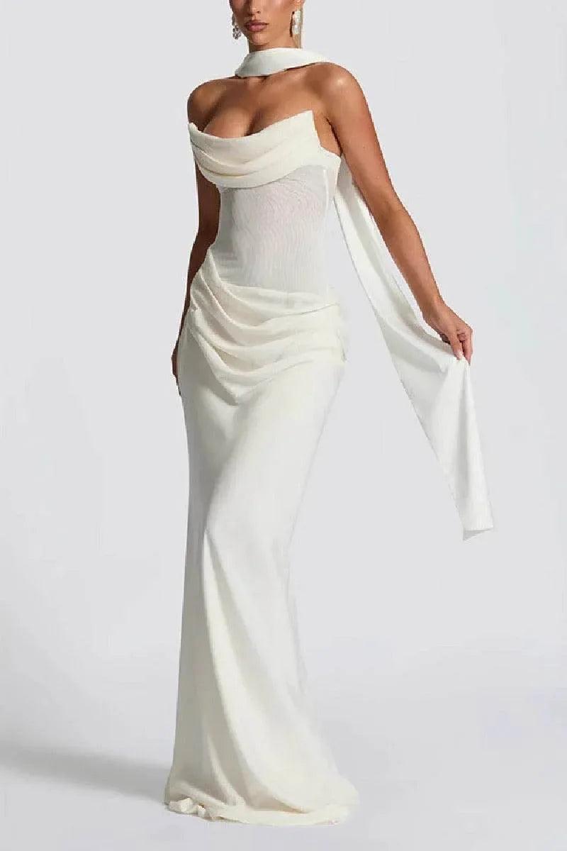 Sheath-Column Sweep-Brush Train Elastic Silk like Satin Formal Evening Dress 972310810695